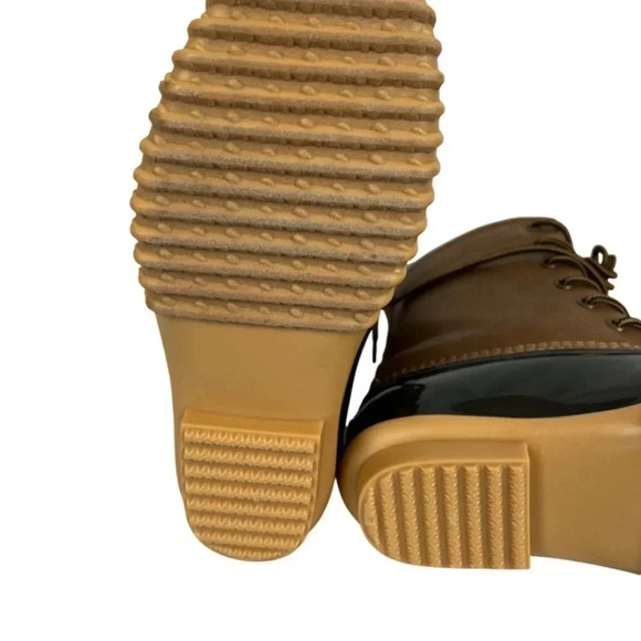 NWOT The Original Duck Boot by Sporto Ariel Lace Up Duck Rain Boots, Tan/Brown 6 - Picture 6 of 14